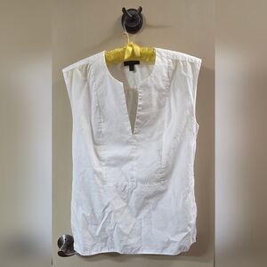 J. Crew White Relaxed Boxy Blouse with Mandarin Collar